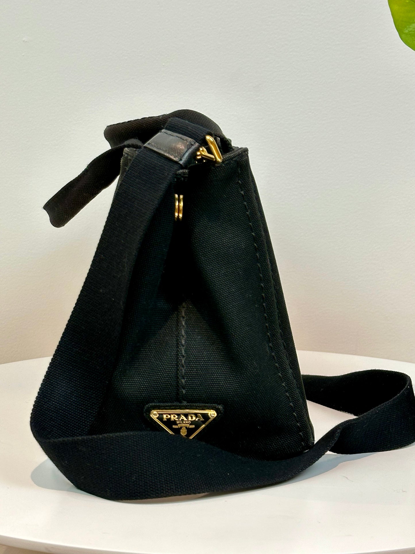 Prada Canapa Black Canvas Tote/2-way Bag