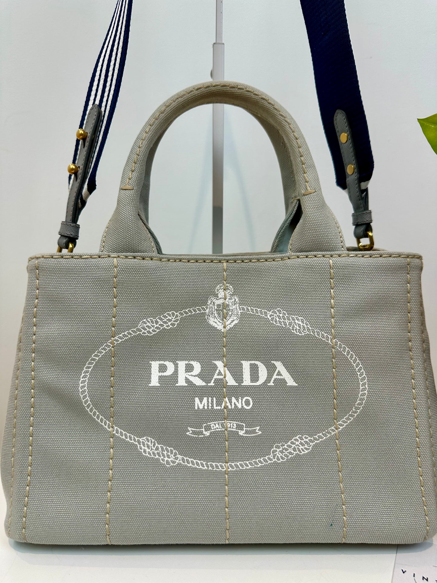 Prada Canapa Canvas Tote/2-way Bag in Grey