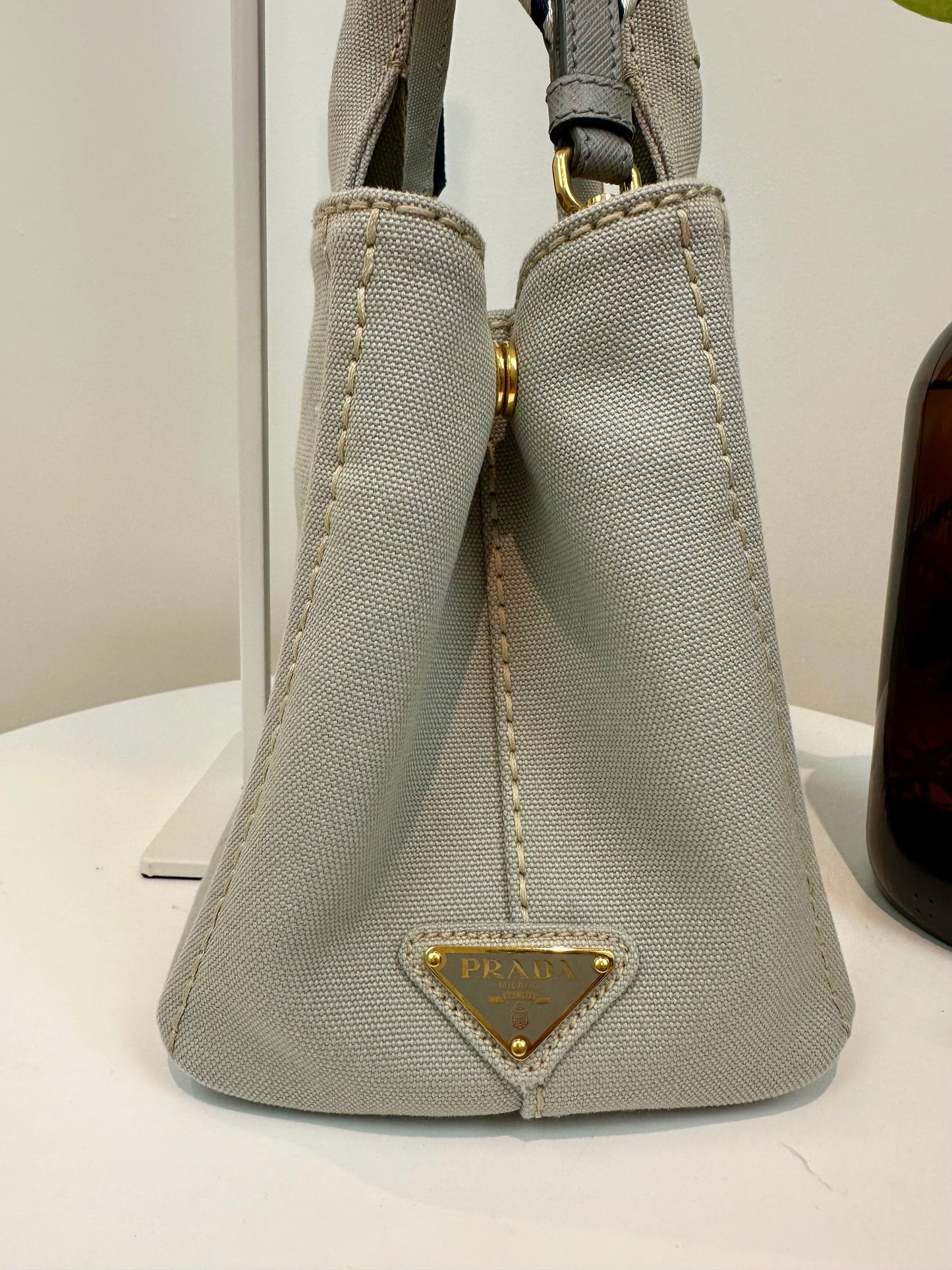 Prada Canapa Canvas Tote/2-way Bag in Grey