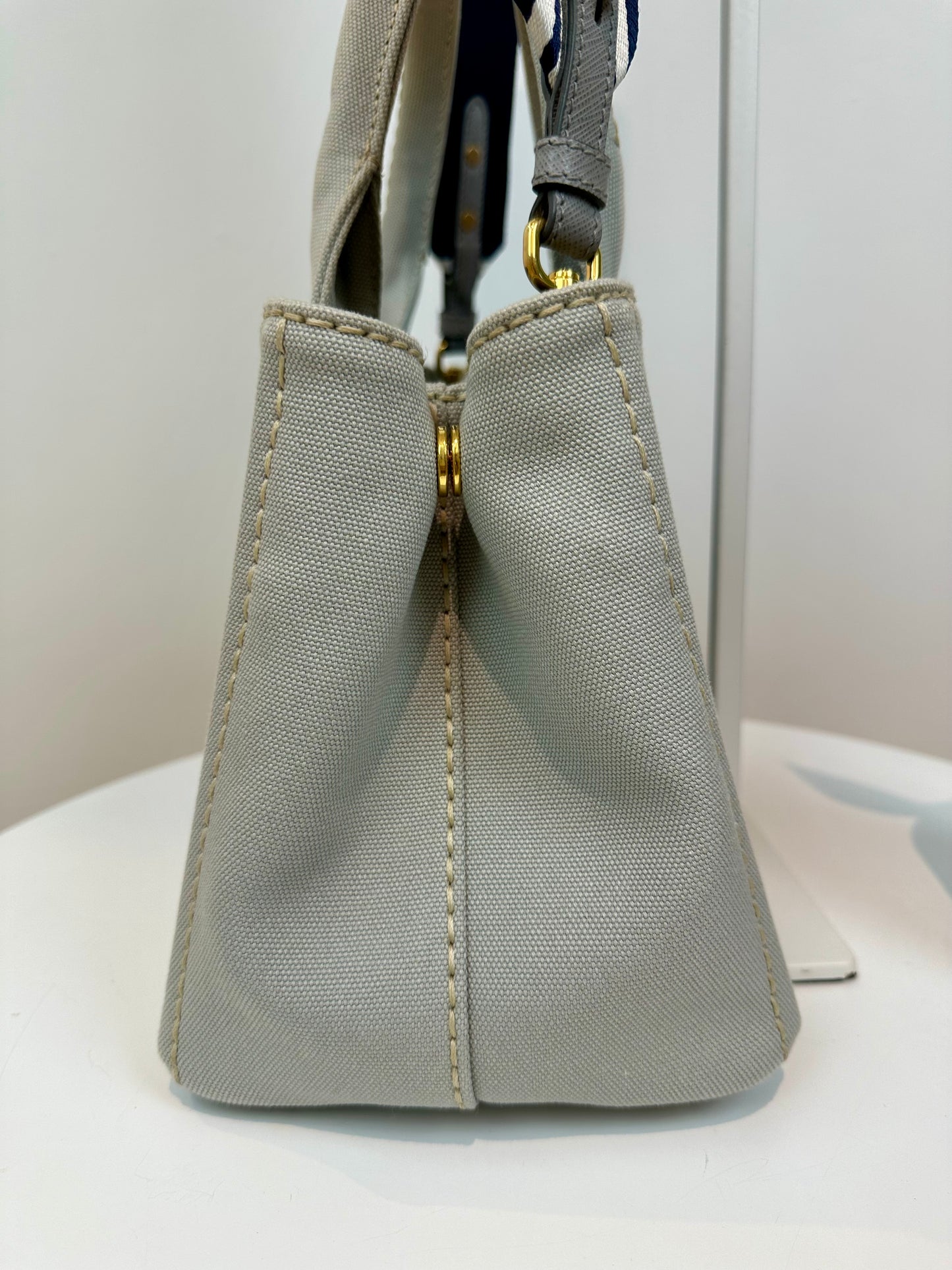 Prada Canapa Canvas Tote/2-way Bag in Grey