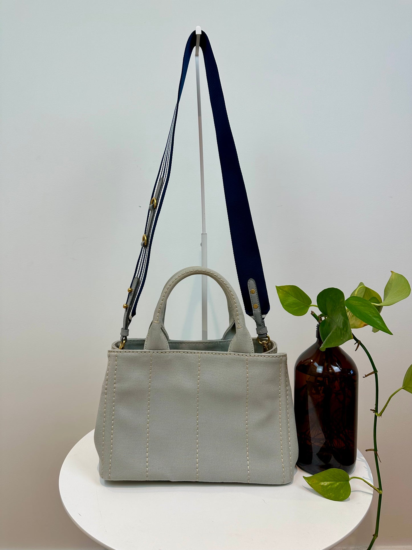 Prada Canapa Canvas Tote/2-way Bag in Grey